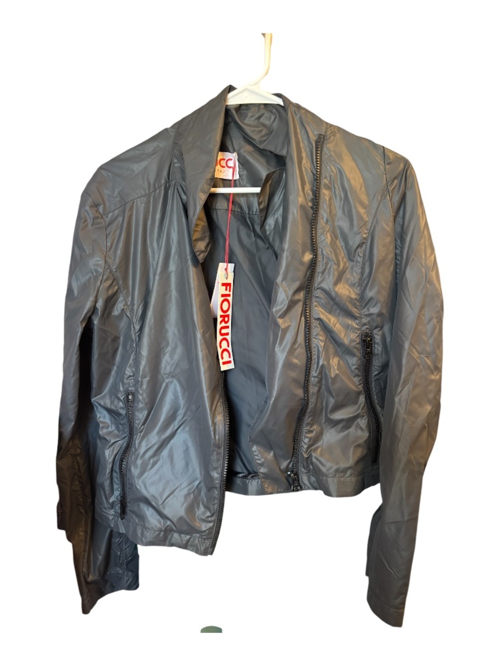 Fiorucci Charcoal Shiny Lightweight Zip Jacket